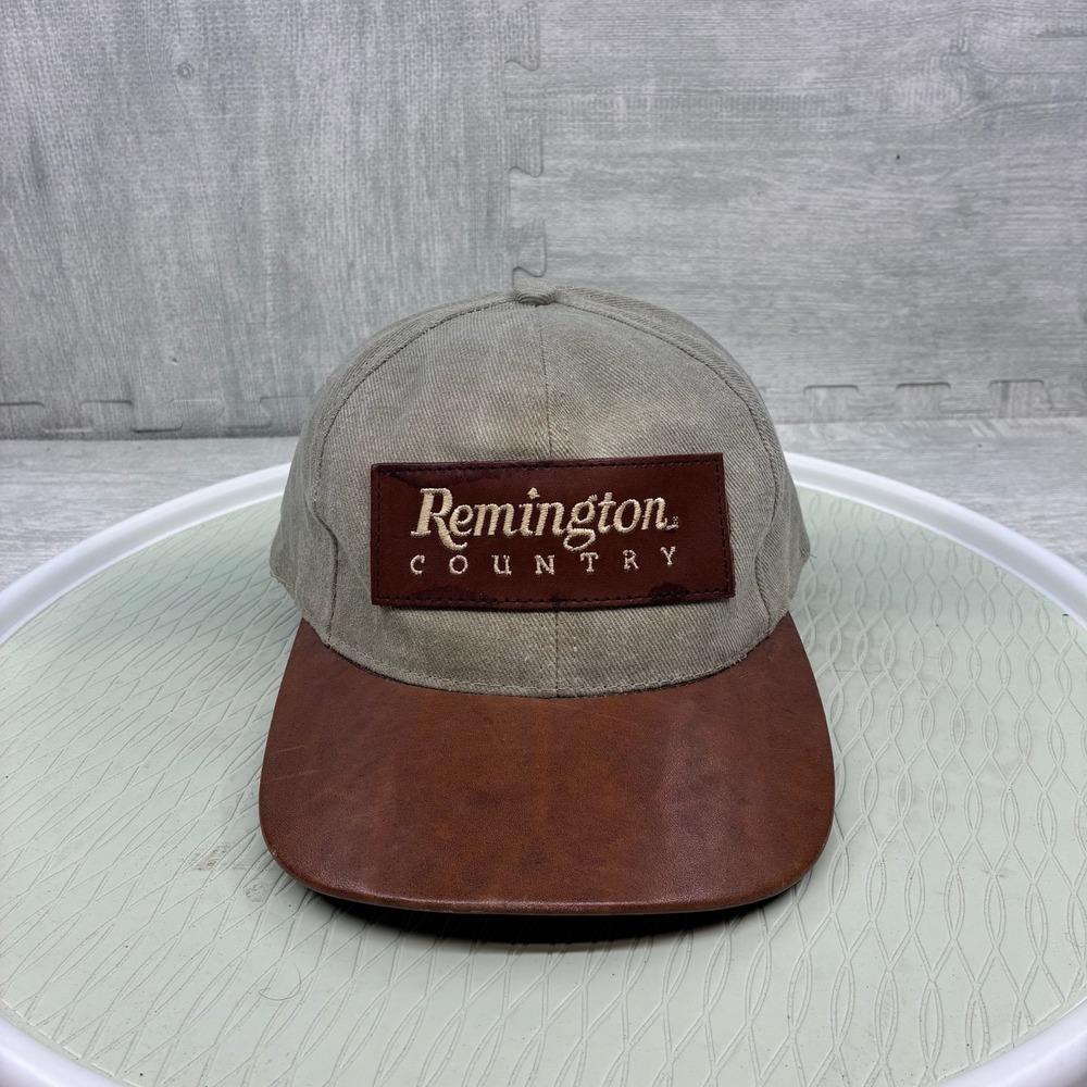 Vintage Remington Country Hat Cap Strap Back Leather Canvas Hunting